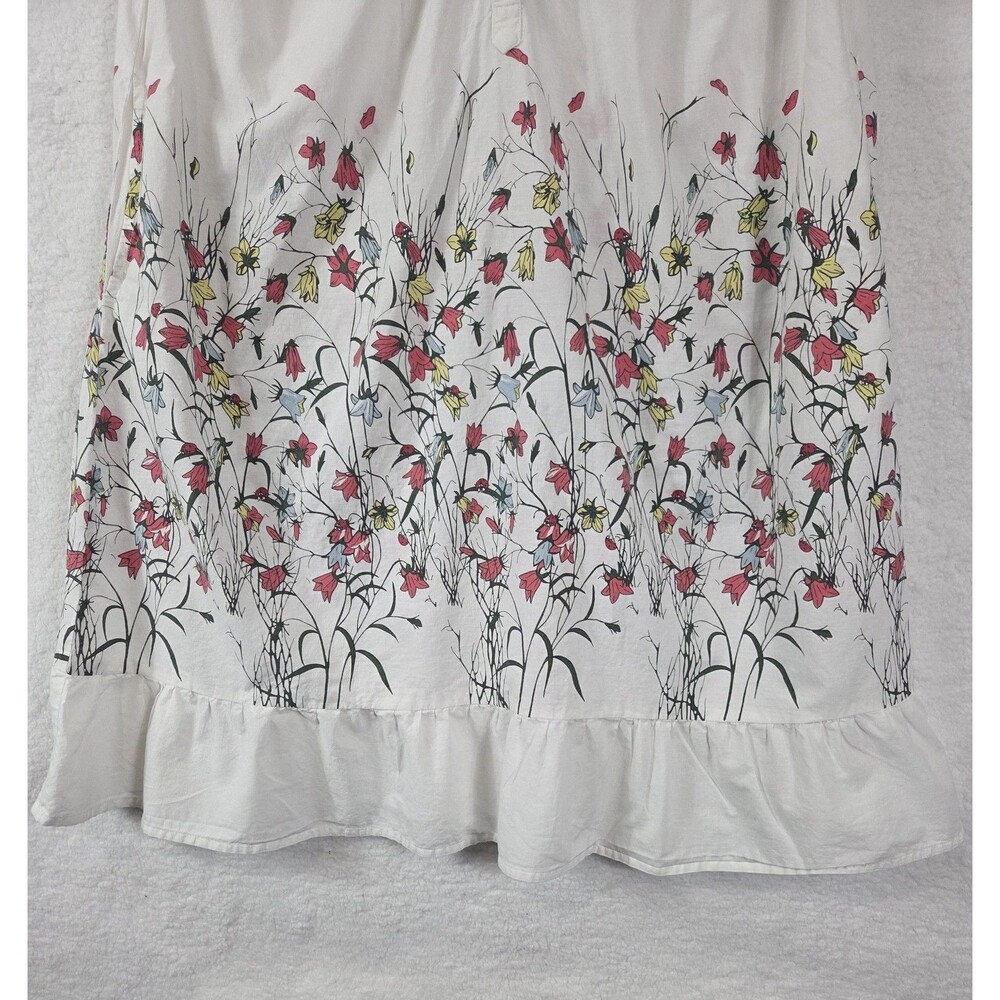 Vtg National House Dress Muumuu Womens 2X White Floral SS Ruffle Hem Cottagecore - Picture 6 of 8